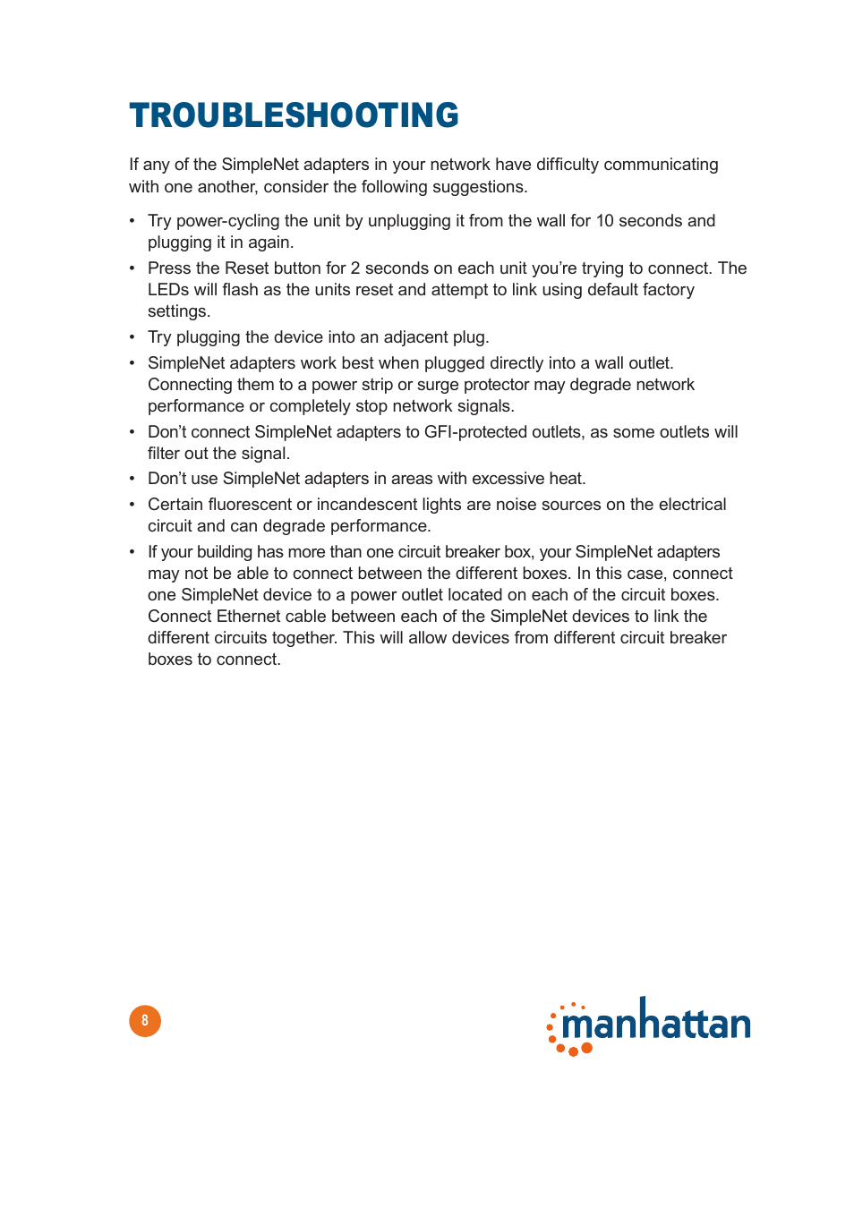 Troubleshooting | Manhattan 506663 SimpleNet - Manual User Manual | Page 8 / 12