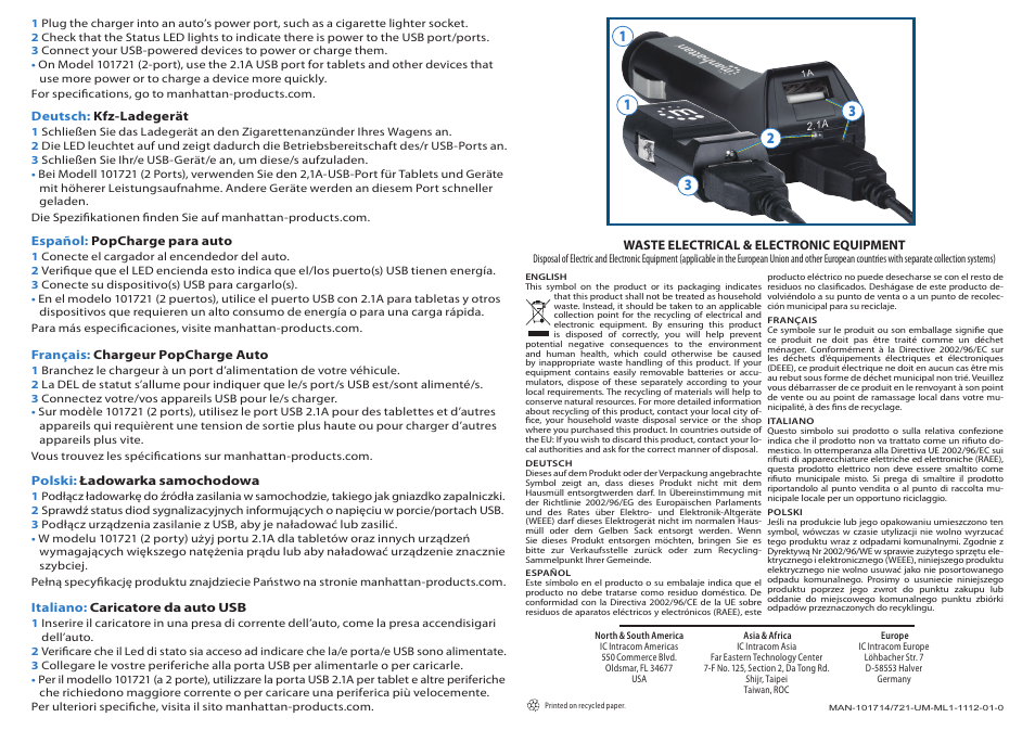 Manhattan 101714 PopCharge Auto - Quick Install (Multi) User Manual | Page 2 / 2