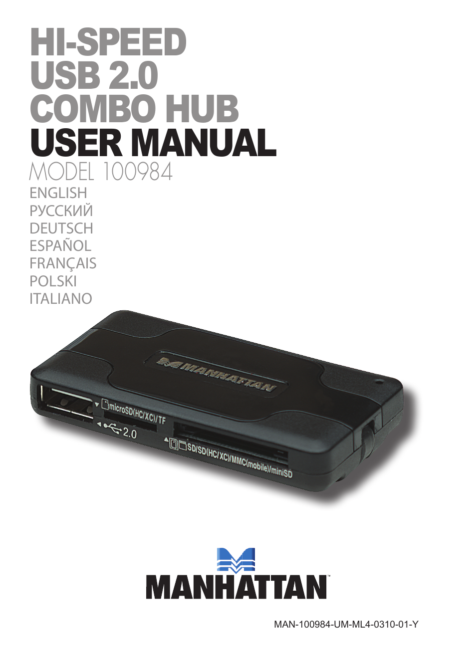 Manhattan 100984 Hi-Speed USB Combo Hub - Manual (Multi) User Manual | 12 pages