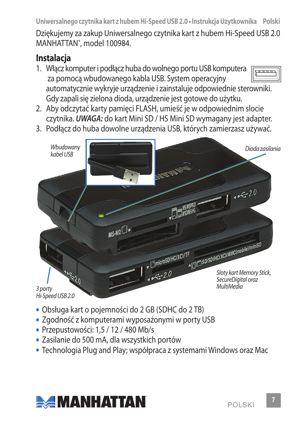 Manhattan 100984 Hi-Speed USB Combo Hub - Manual (Multi) User Manual | Page 7 / 12