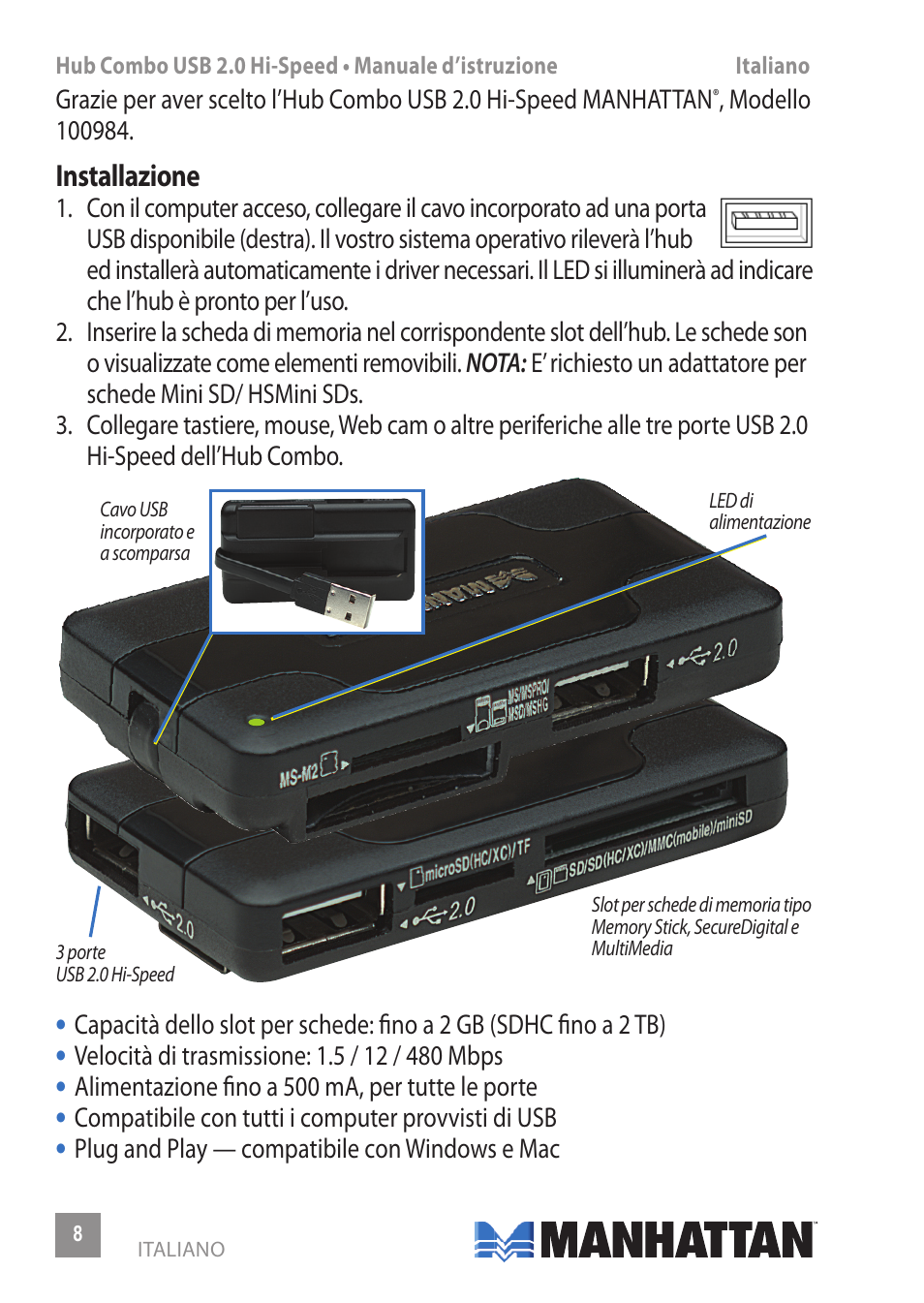 Manhattan 100984 Hi-Speed USB Combo Hub - Manual (Multi) User Manual | Page 8 / 12