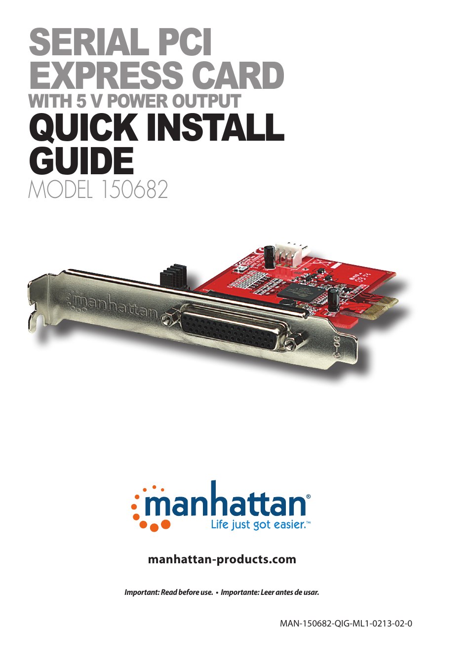 Manhattan 150682 Serial PCI Express Card - Quick Install (Multi) User Manual | 8 pages