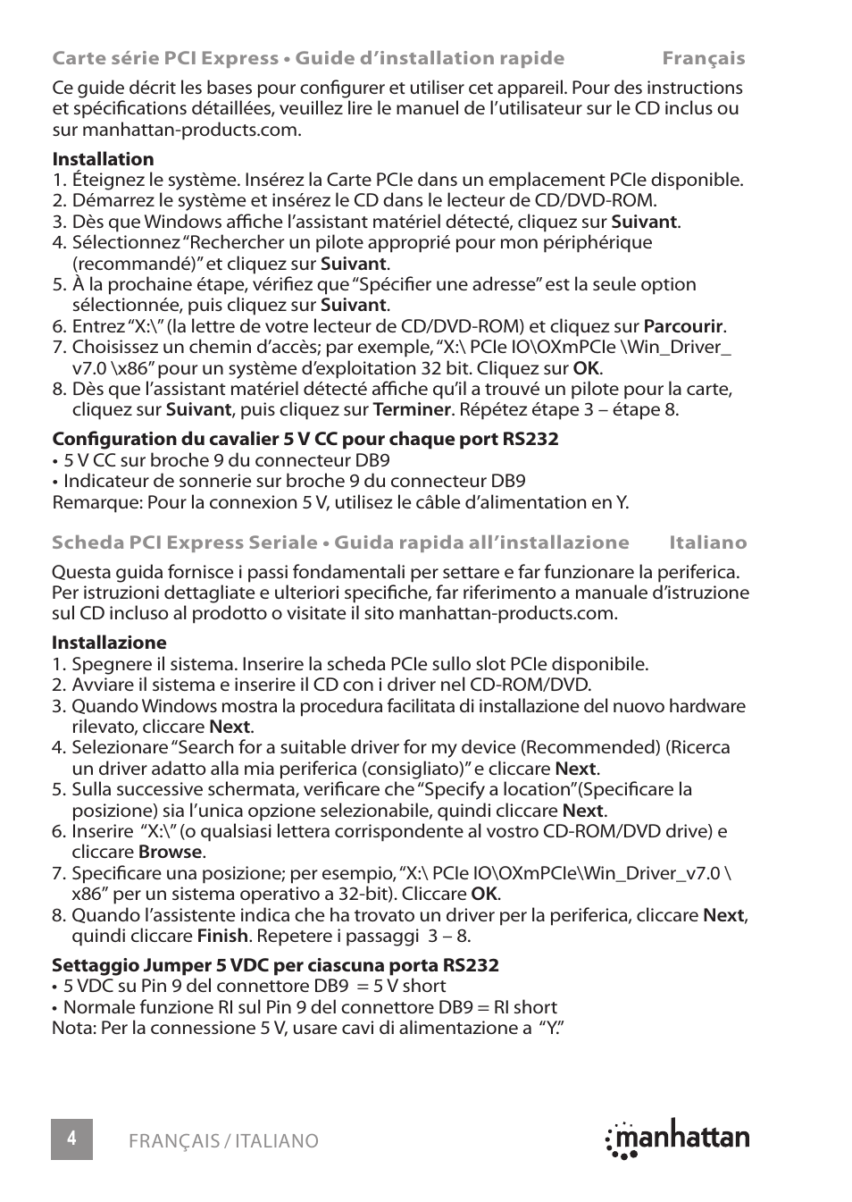 Manhattan 150682 Serial PCI Express Card - Quick Install (Multi) User Manual | Page 4 / 8