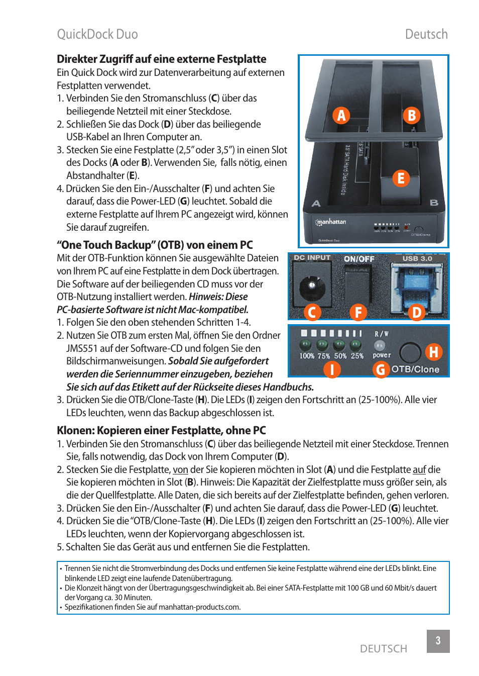 Manhattan 130363 QuickDock Duo - Manual (Multi) User Manual | Page 3 / 12