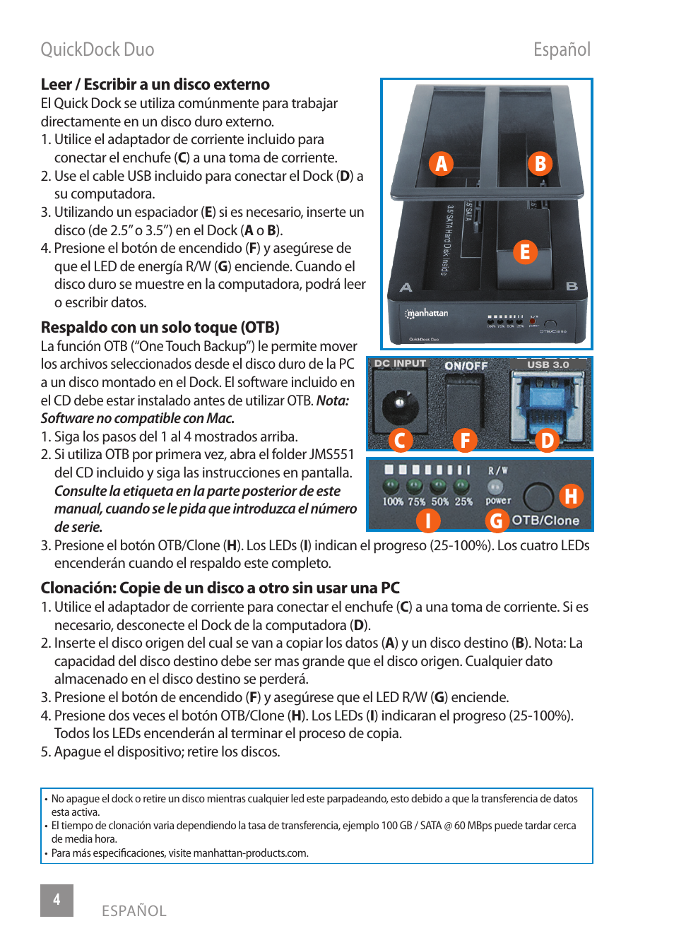 Manhattan 130363 QuickDock Duo - Manual (Multi) User Manual | Page 4 / 12