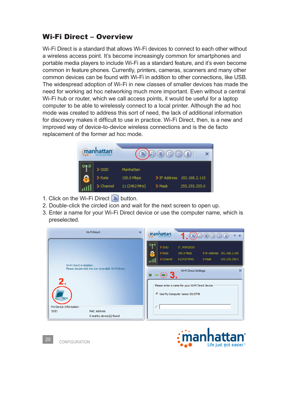 Wi-fi direct – overview | Manhattan 525473 Wireless 150N PCI Card - Manual User Manual | Page 20 / 40