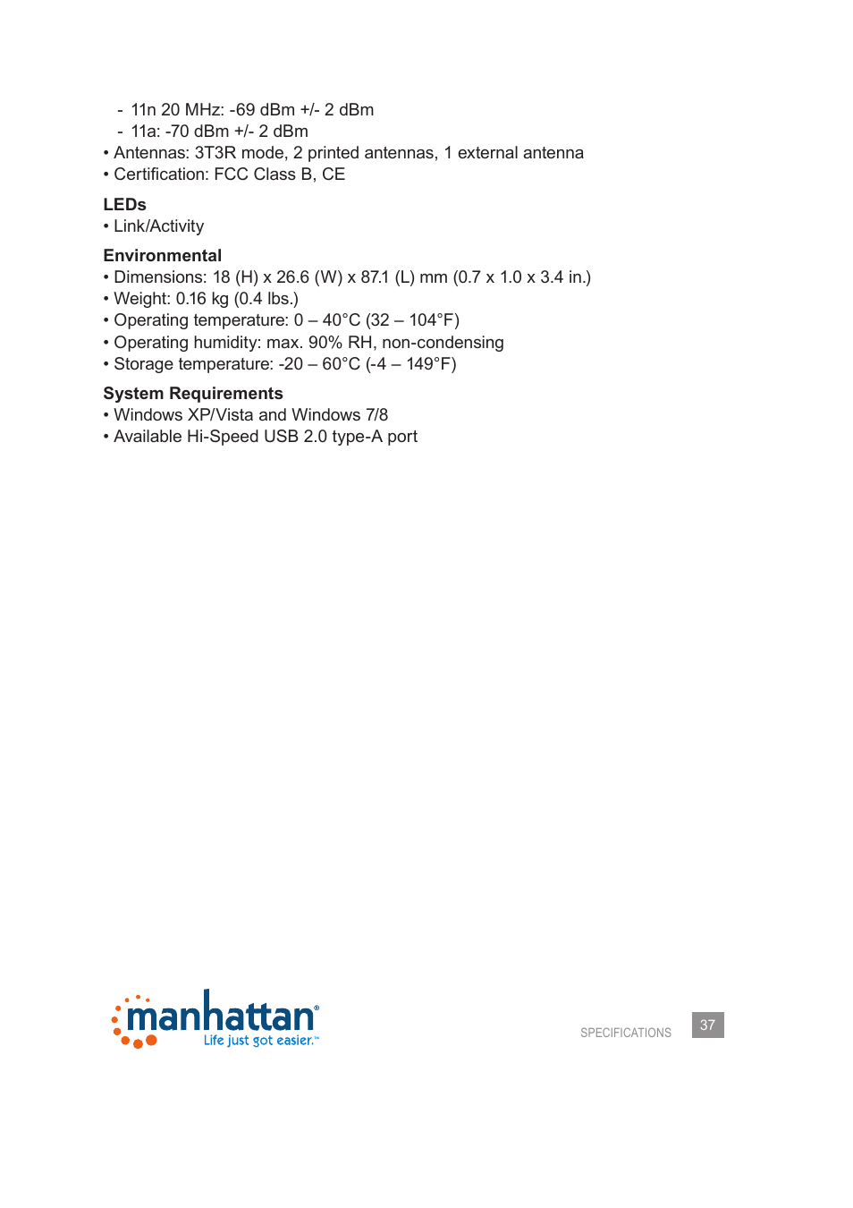 Manhattan 525473 Wireless 150N PCI Card - Manual User Manual | Page 37 / 40