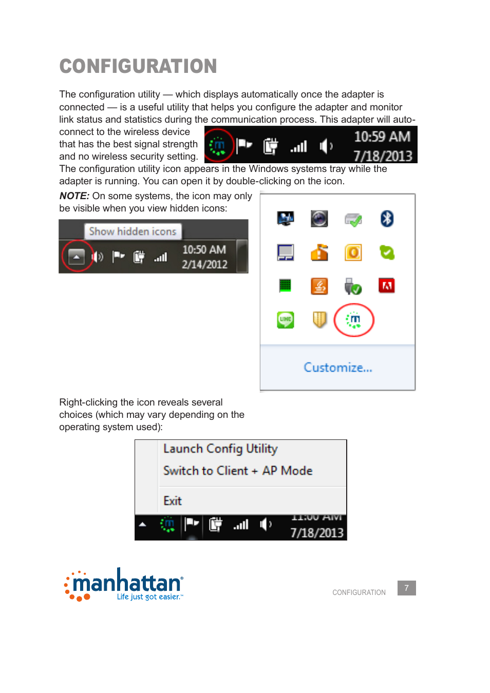 Configuration | Manhattan 525473 Wireless 150N PCI Card - Manual User Manual | Page 7 / 40