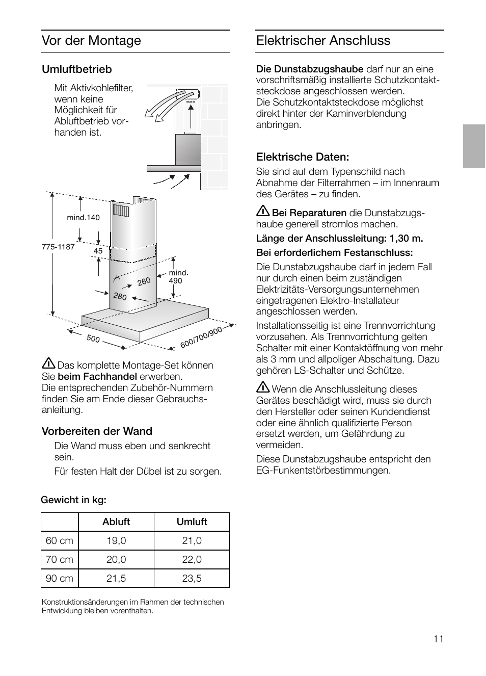 Elektrischer anschluss vor der montage | Siemens LC 46412 User Manual | Page 11 / 80