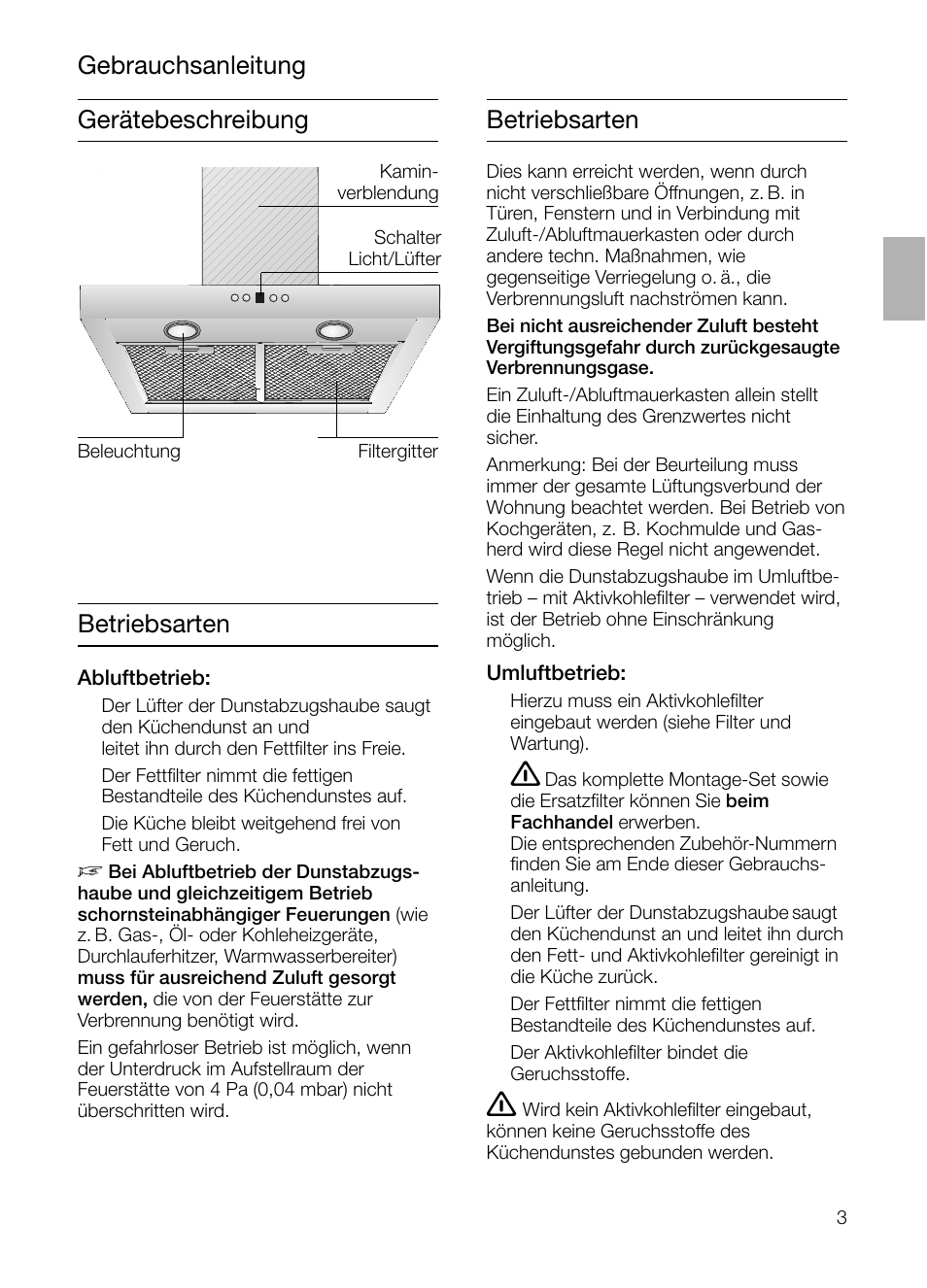 Betriebsarten | Siemens LC 46412 User Manual | Page 3 / 80