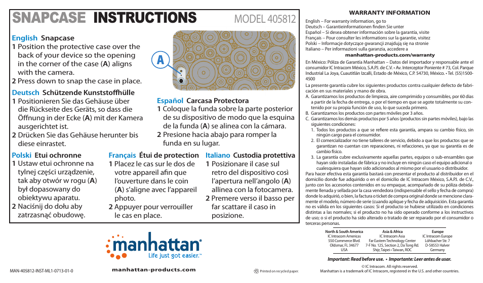 Manhattan 405812 Signature Collection - Quick Install (Multi) User Manual | 2 pages