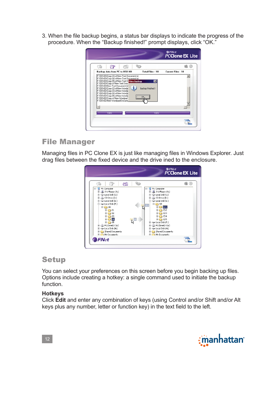 File manager, Setup | Manhattan 130288 Drive Enclosure - Manual User Manual | Page 12 / 18