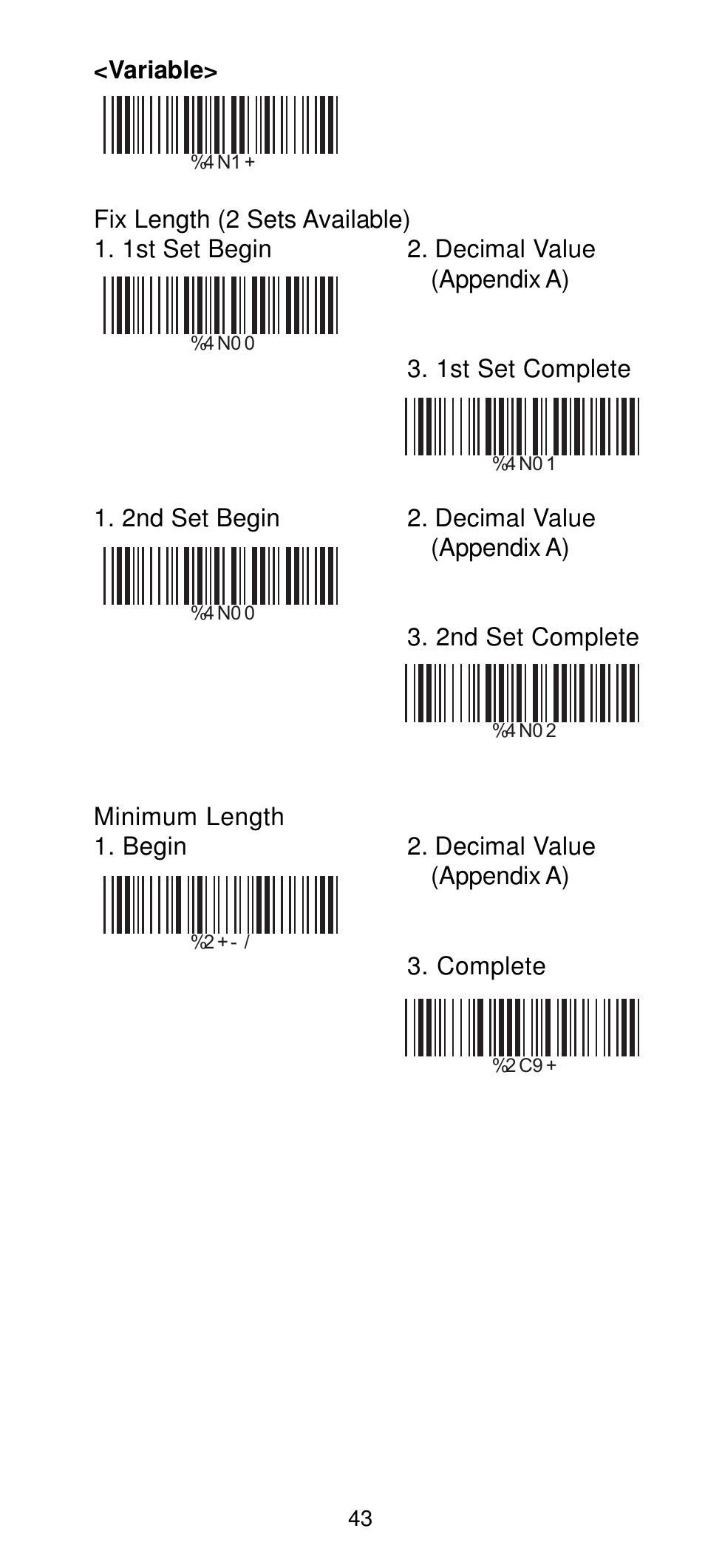 Manhattan 460835 Long Range CCD Barcode Scanner - Programming Menu User Manual | Page 45 / 74