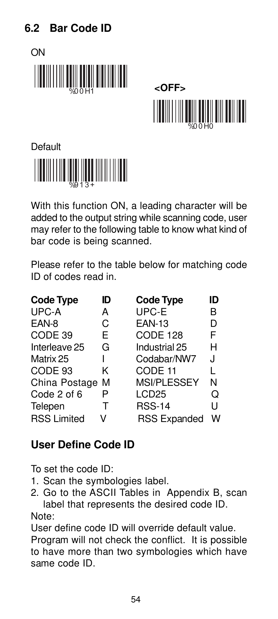 Manhattan 460835 Long Range CCD Barcode Scanner - Programming Menu User Manual | Page 56 / 74