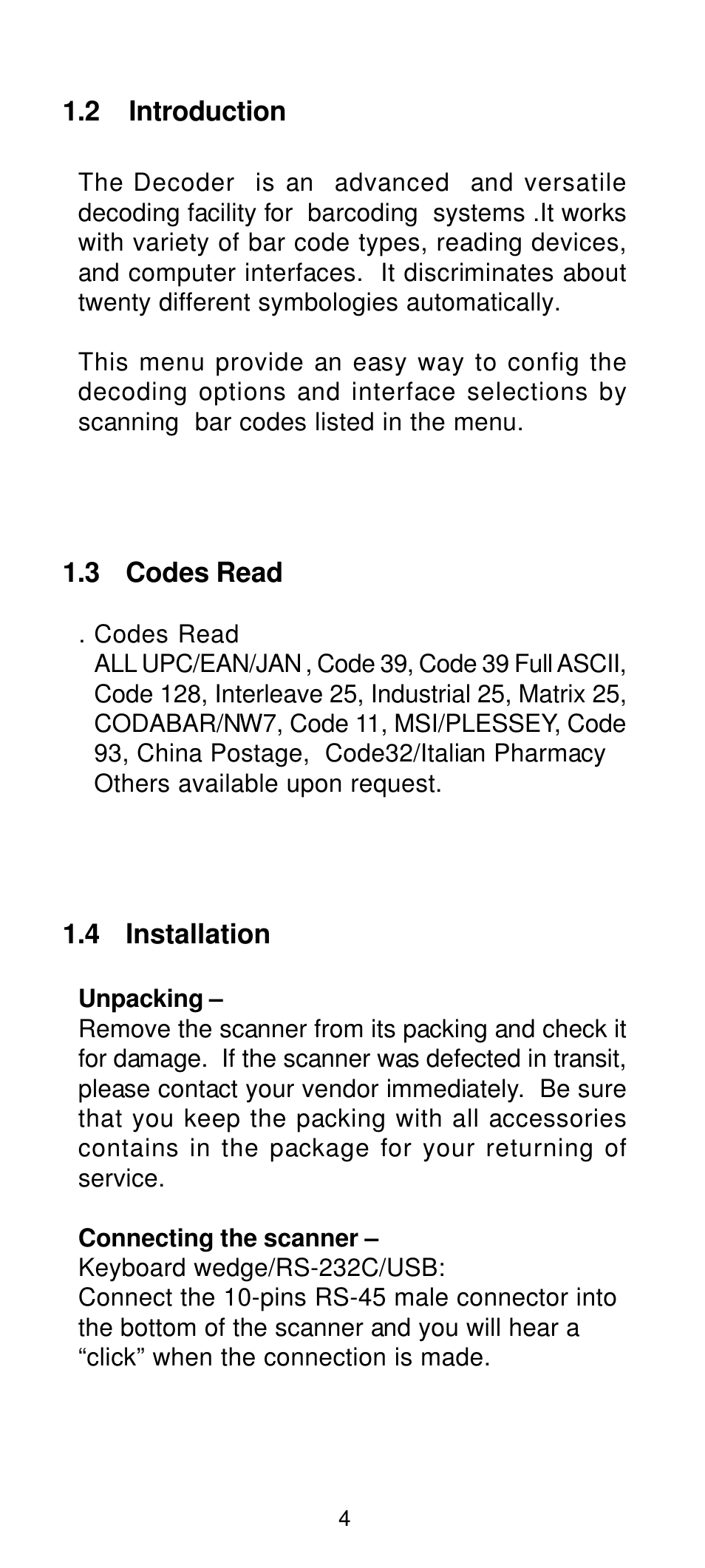Manhattan 460835 Long Range CCD Barcode Scanner - Programming Menu User Manual | Page 6 / 74