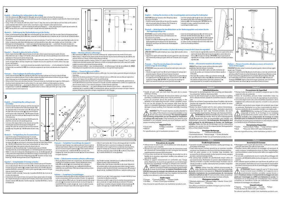 Manhattan 423625 Universal Flat-Panel TV Ceiling Mount - Quick Install (Multi) User Manual | Page 2 / 2