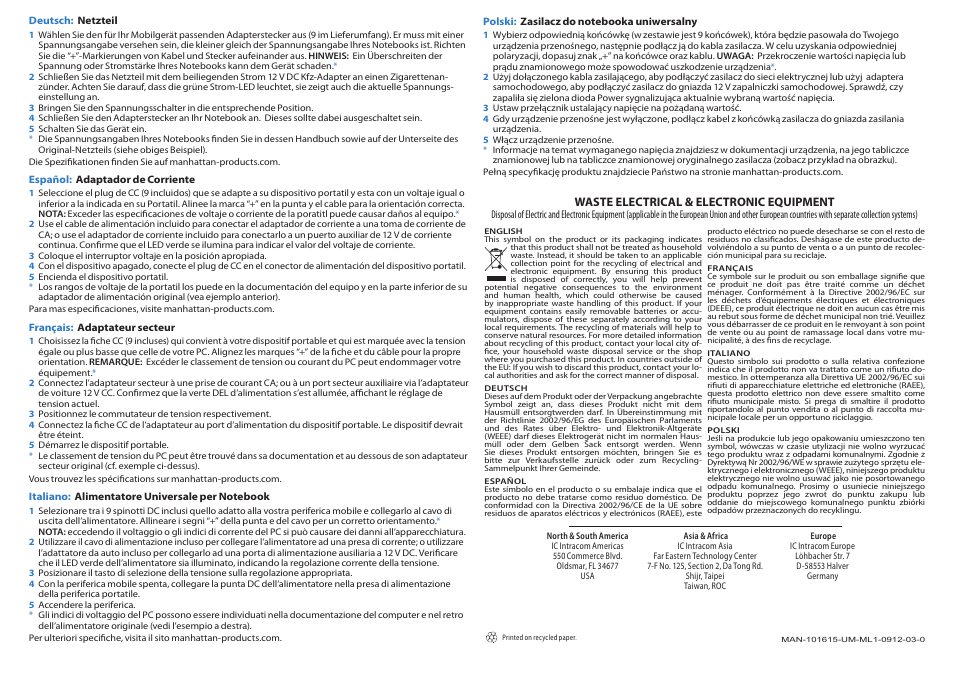 Manhattan 101615 Universal Notebook Power Adapter - Quick Install (Multi) User Manual | Page 2 / 2