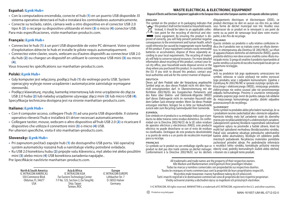 Manhattan 161657 iLynk Hub+ - Quick Install (Multi) User Manual | Page 2 / 2