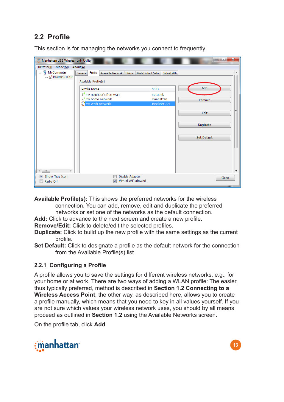 2 profile | Manhattan 525572 Range+ 1200AC Dual-Band Wireless Adapter - Manual User Manual | Page 13 / 26