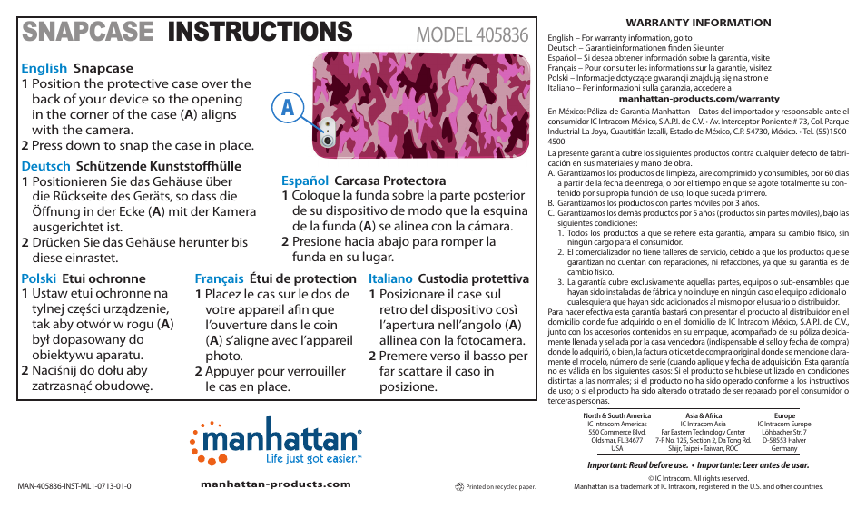 Manhattan 405836 Signature Collection - Quick Install (Multi) User Manual | 2 pages