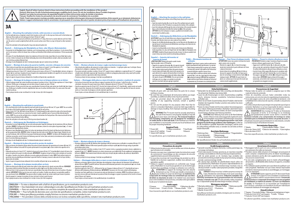 Manhattan 423830 Universal Flat-Panel TV Tilting Wall Mount - Quick Install (Multi) User Manual | Page 2 / 2