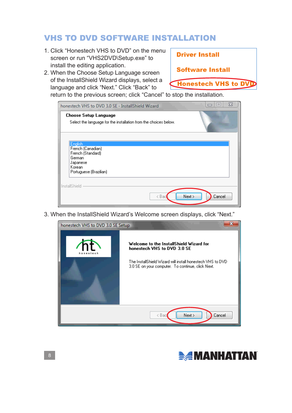 Vhs to dvd software installation | Manhattan 161336 Hi-Speed USB Audio_Video Grabber - Manual User Manual | Page 8 / 14