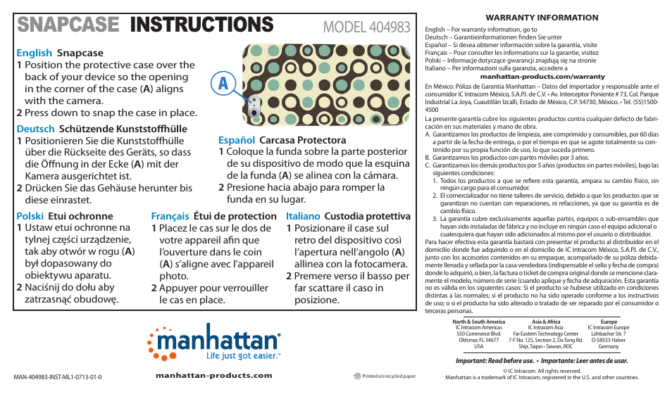 Manhattan 404983 Signature Collection - Quick Install (Multi) User Manual | 2 pages