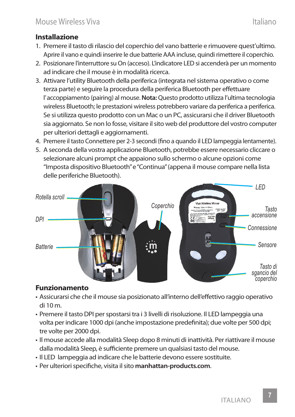 Mouse wireless viva italiano | Manhattan 178235 Viva Wireless Mouse - Quick Install (Multi) User Manual | Page 7 / 12