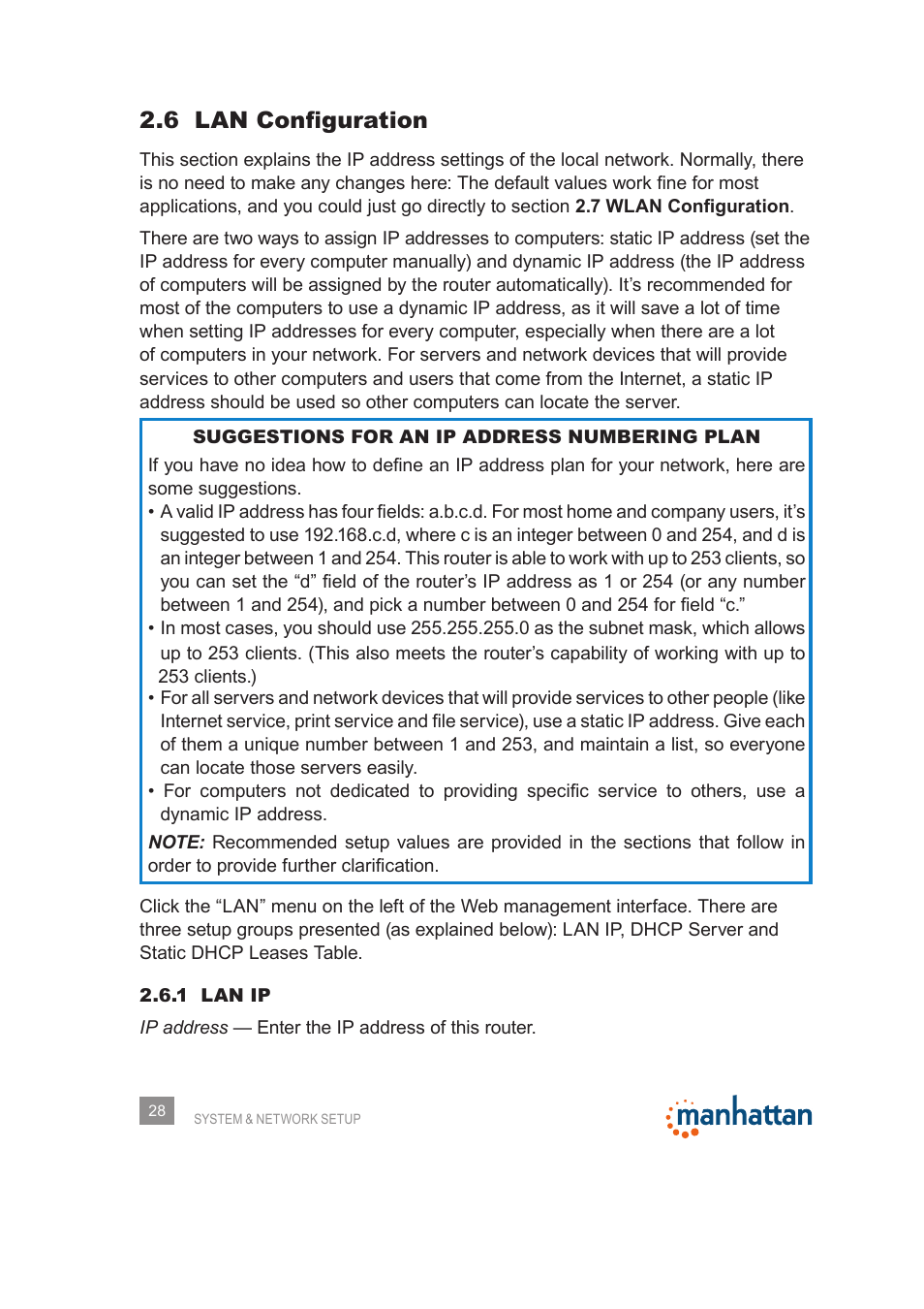 6 lan configuration | Manhattan 525480 150N Wireless Router - Manual User Manual | Page 28 / 64