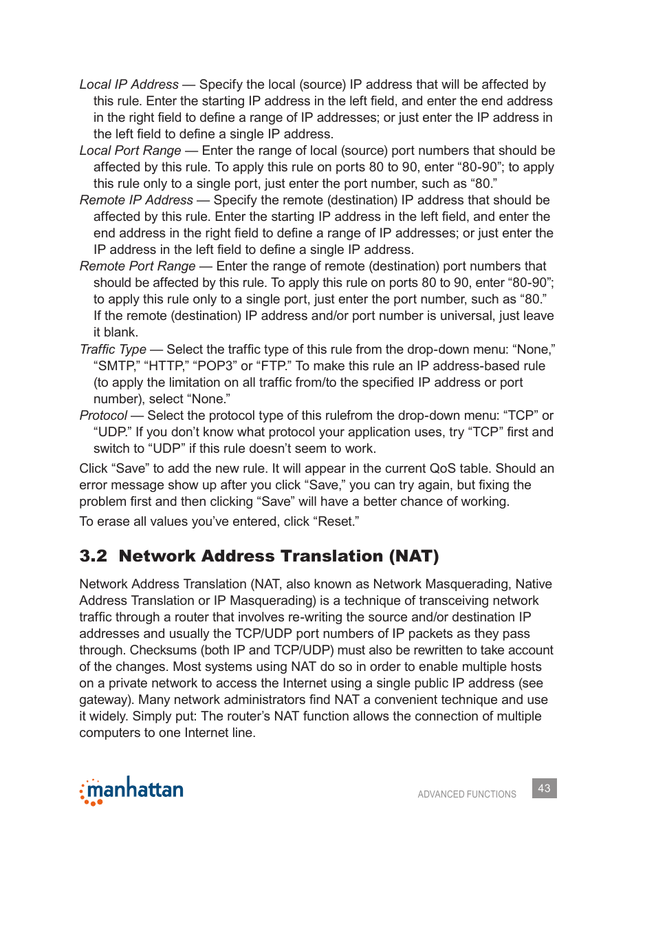 2 network address translation (nat) | Manhattan 525480 150N Wireless Router - Manual User Manual | Page 43 / 64