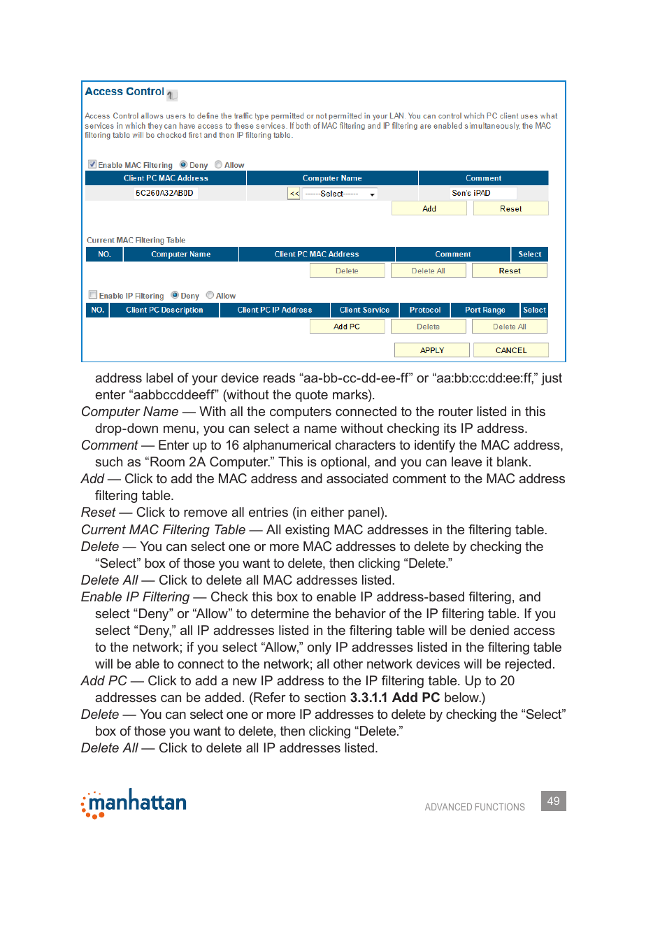 Manhattan 525480 150N Wireless Router - Manual User Manual | Page 49 / 64