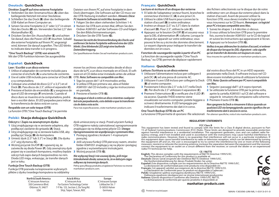 Manhattan 130356 QuickDock - Quick Install (Multi) User Manual | Page 2 / 2