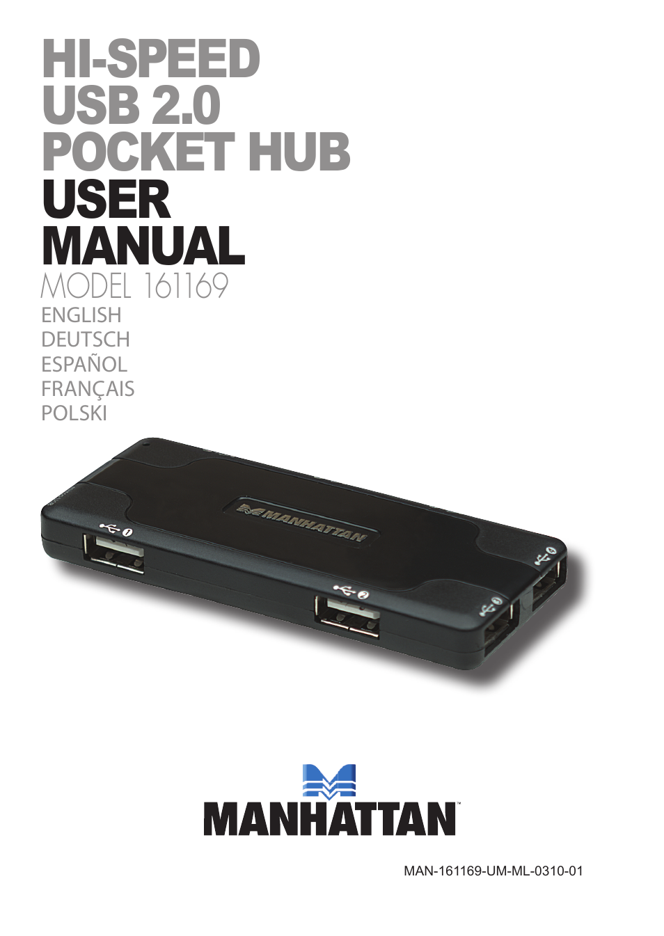 Manhattan 161169 Hi-Speed USB Pocket Hub - Manual (Multi) User Manual | 12 pages