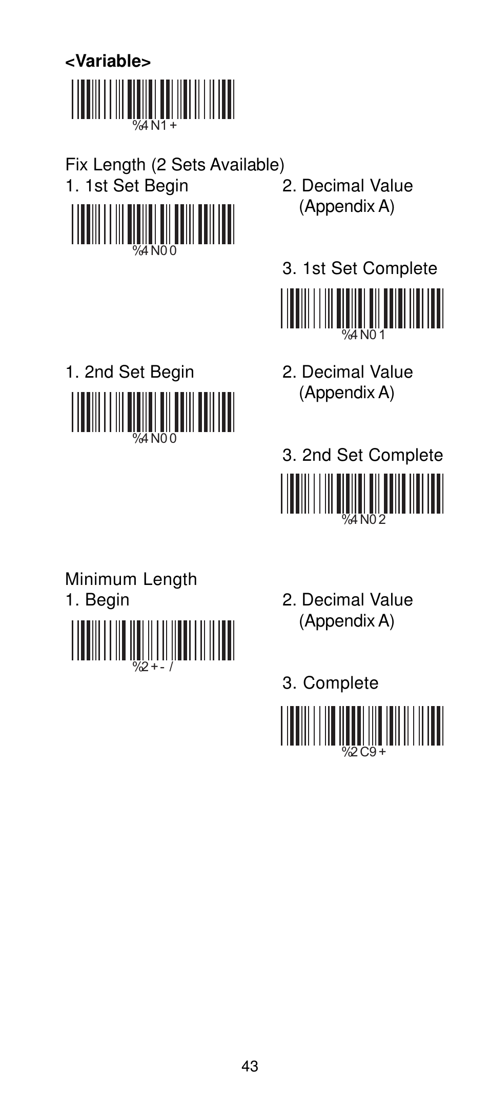 B> set up code length | Manhattan 401517 Contact CCD Barcode Scanner - Programming Manual User Manual | Page 46 / 80