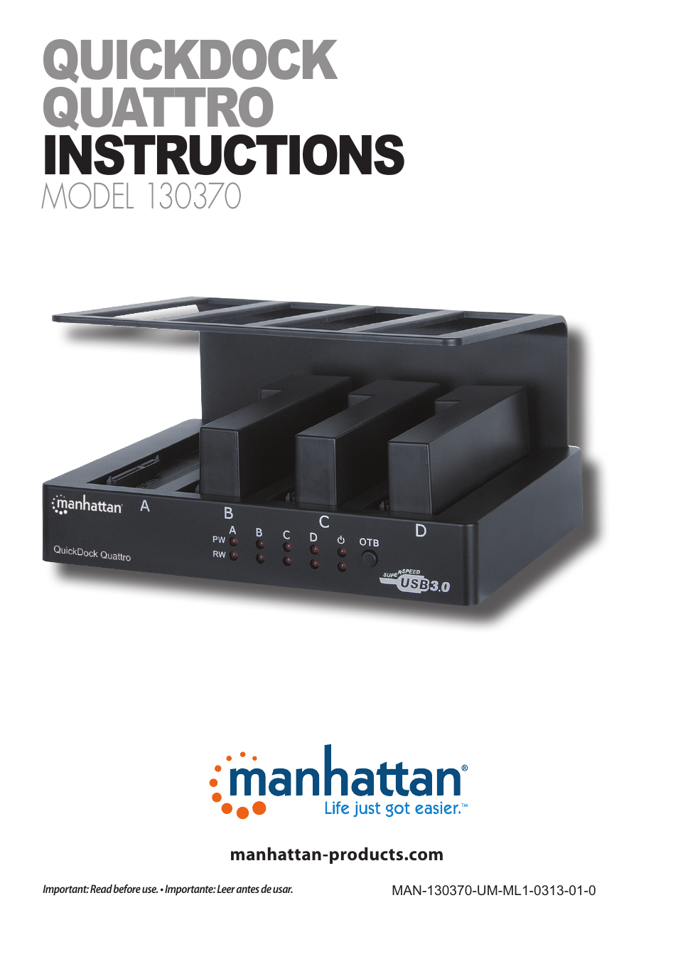 Manhattan 130370 QuickDock Quattro - Manual (Multi) User Manual | 12 pages