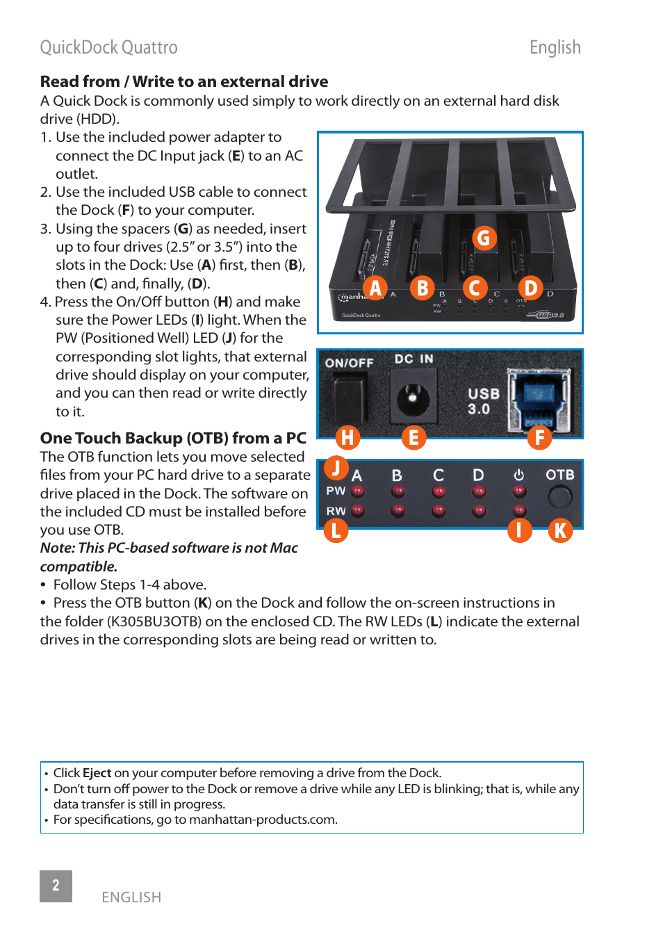 Manhattan 130370 QuickDock Quattro - Manual (Multi) User Manual | Page 2 / 12