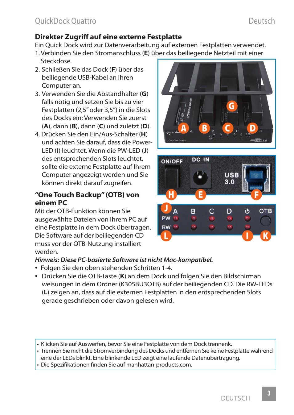 Manhattan 130370 QuickDock Quattro - Manual (Multi) User Manual | Page 3 / 12