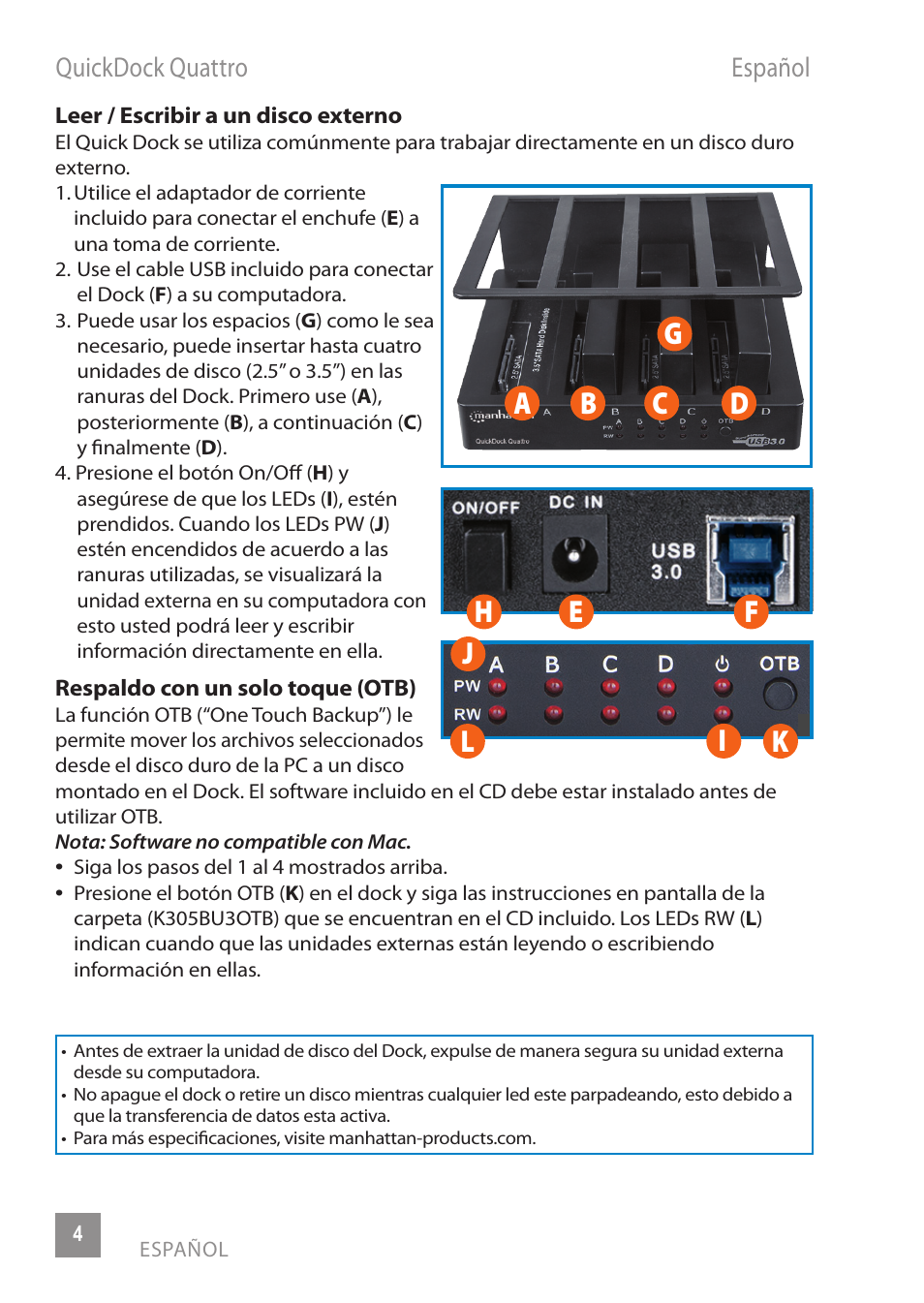 Manhattan 130370 QuickDock Quattro - Manual (Multi) User Manual | Page 4 / 12