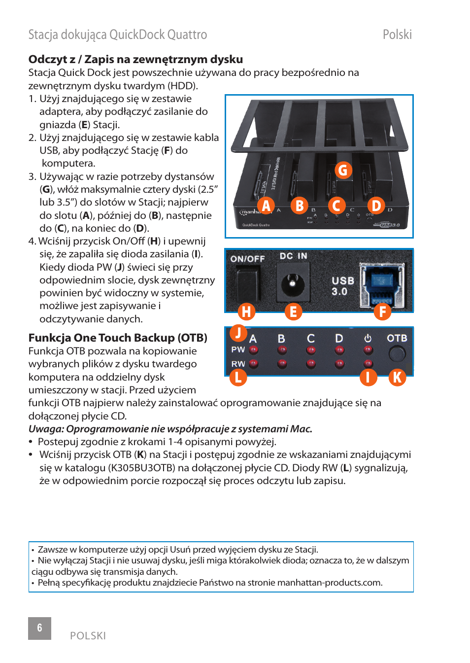 Manhattan 130370 QuickDock Quattro - Manual (Multi) User Manual | Page 6 / 12