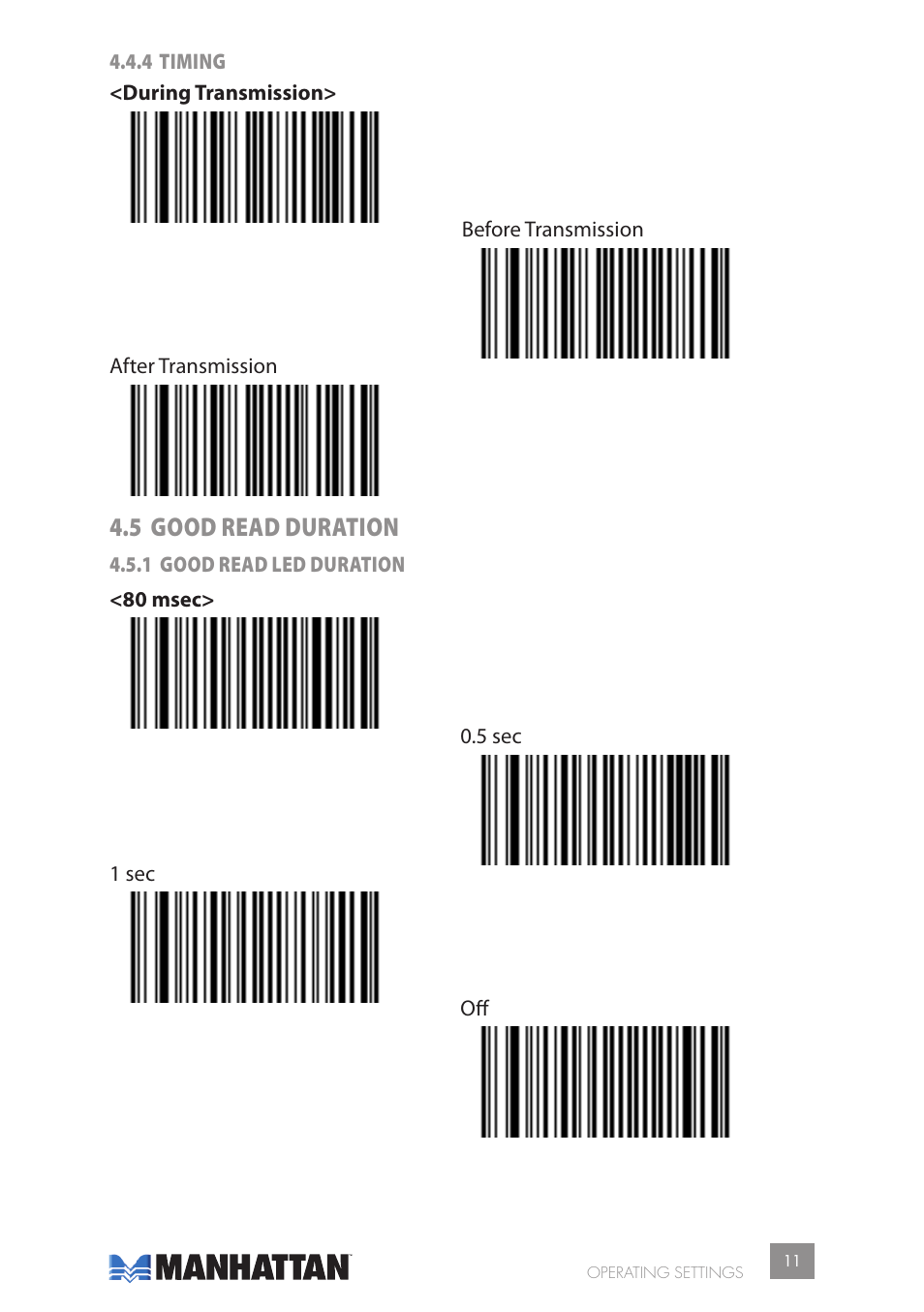 5 good read duration | Manhattan 177603 2D Barcode Scanner - Manual User Manual | Page 11 / 80