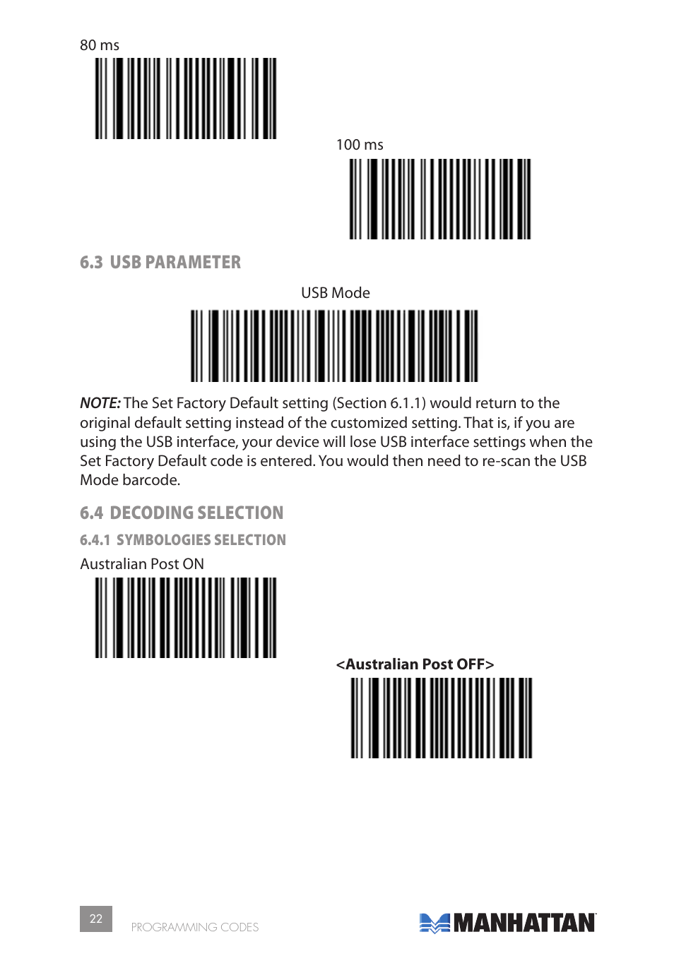 3 usb parameter, 4 decoding selection | Manhattan 177603 2D Barcode Scanner - Manual User Manual | Page 22 / 80