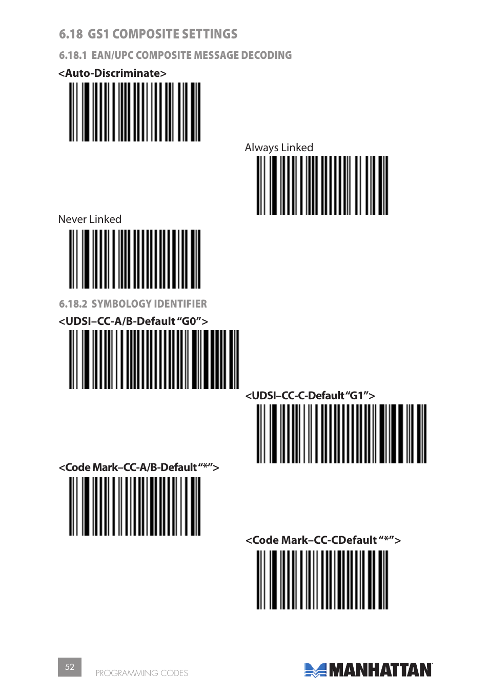 18 gs1 composite settings | Manhattan 177603 2D Barcode Scanner - Manual User Manual | Page 52 / 80