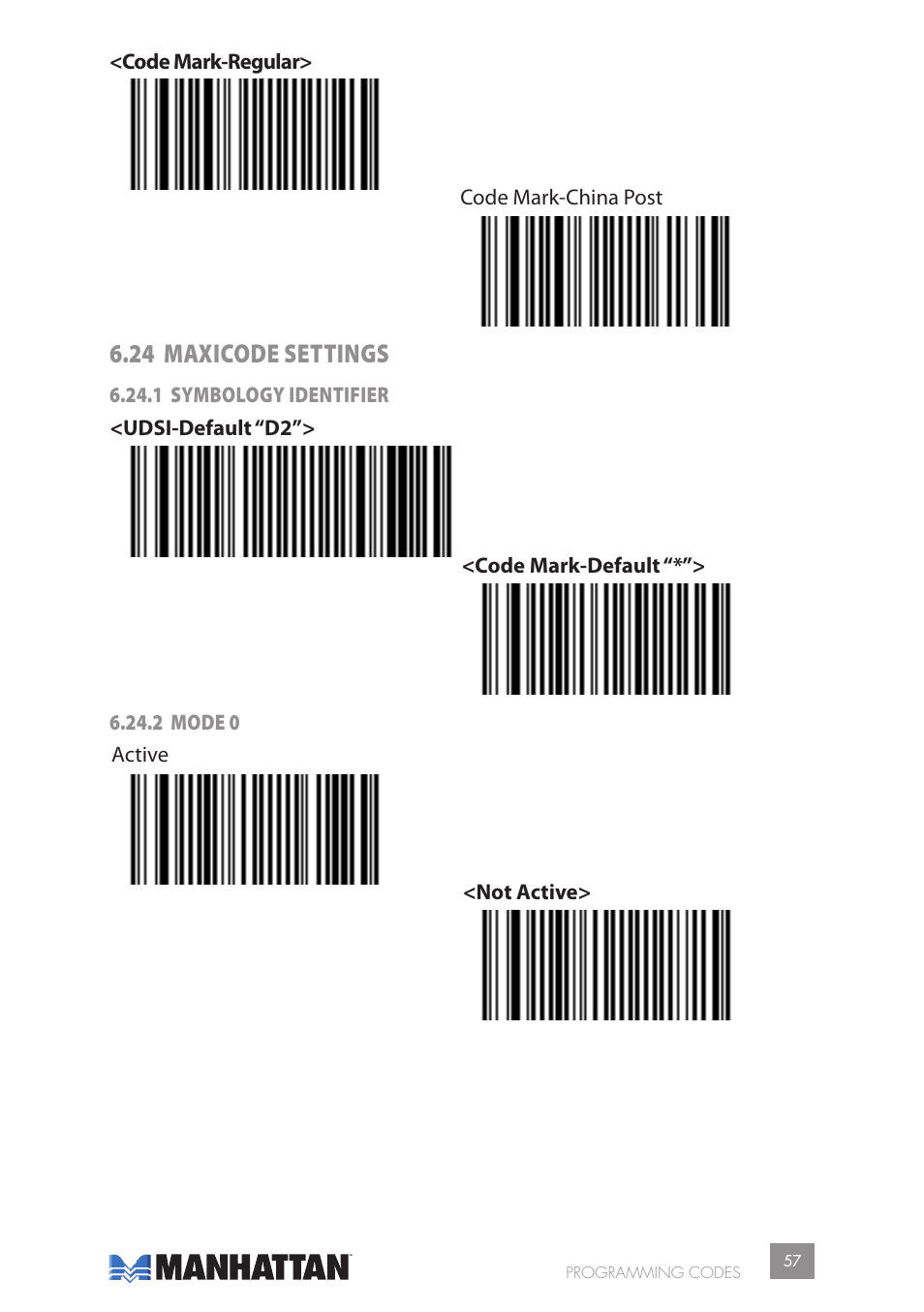 24 maxicode settings | Manhattan 177603 2D Barcode Scanner - Manual User Manual | Page 57 / 80