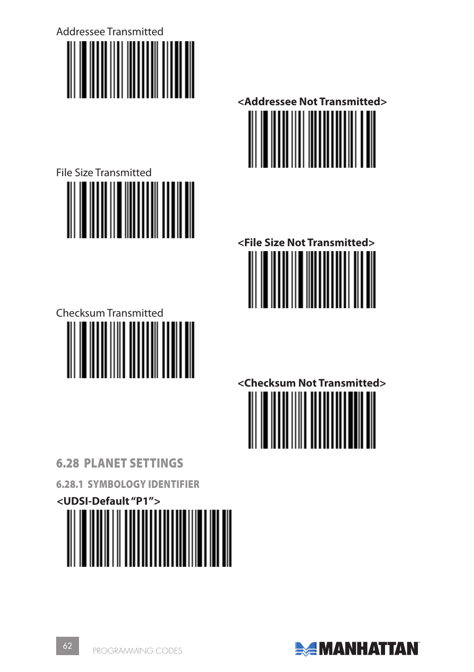 28 planet settings | Manhattan 177603 2D Barcode Scanner - Manual User Manual | Page 62 / 80