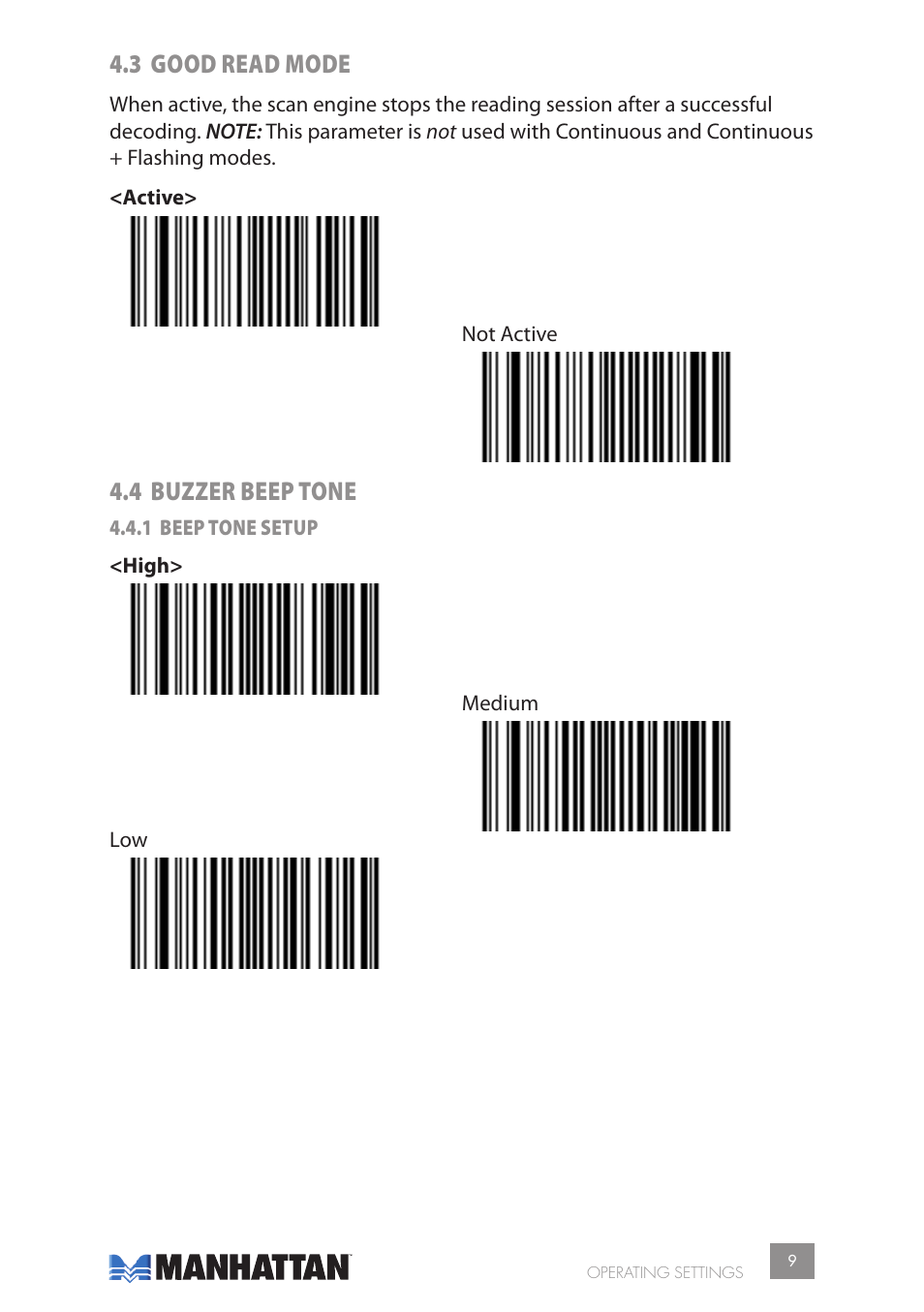 3 good read mode, 4 buzzer beep tone | Manhattan 177603 2D Barcode Scanner - Manual User Manual | Page 9 / 80