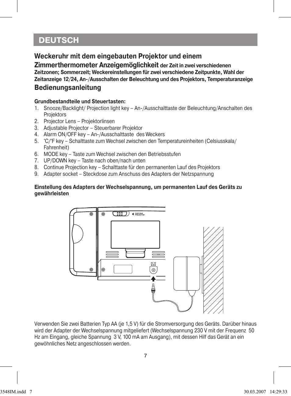 Deutsch, Bedienungsanleitung | Vitek VT-3548 SR User Manual | Page 7 / 28