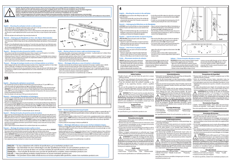 Manhattan 424691 Universal Flat-Panel TV Full-Motion Wall Mount - Quick Install (Multi) User Manual | Page 2 / 2