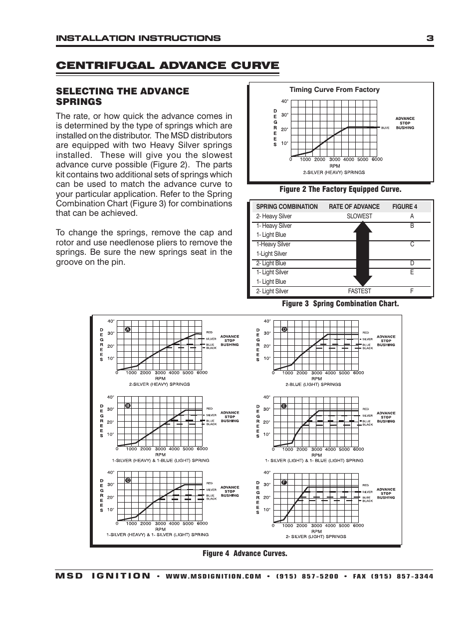 Centrifugal advance curve | MSD 8560 Chevy V8 Marine Certified Distributor Installation User Manual | Page 3 / 8