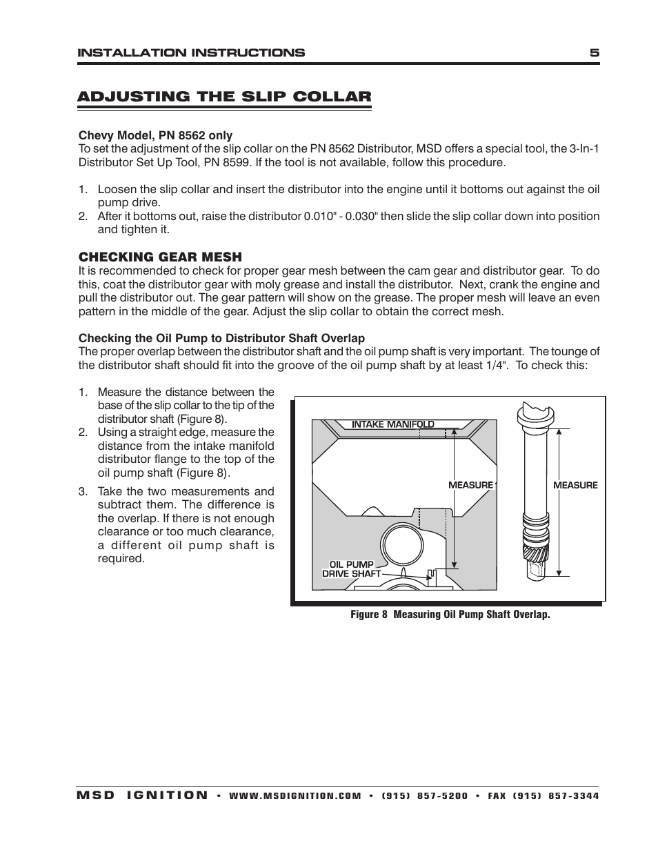 MSD 8560 Chevy V8 Marine Certified Distributor Installation User Manual | Page 5 / 8