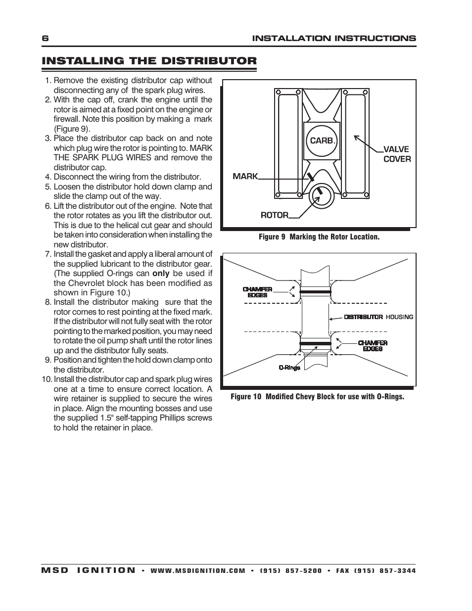 MSD 8560 Chevy V8 Marine Certified Distributor Installation User Manual | Page 6 / 8